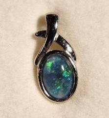 Triplet Opal Oval Pendant in Sterling Silver · Style 106