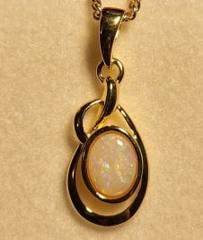 Solid Opal Oval Pendant in Gold Plated Sterling Silver · Style 223