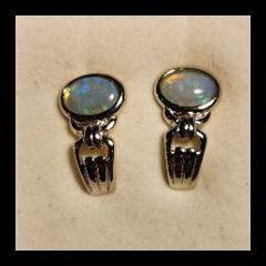 Solid Opal Oval Drop Earrings in Sterling Silver · Style 410