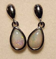 Solid Opal Pear Drop Earrings in Sterling Silver · Style 435