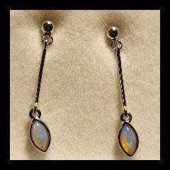 Solid Opal Marquise Drop Earrings in Sterling Silver · Style 428