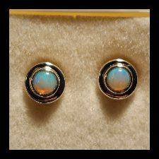 Solid Opal Round Stud Earrings in Sterling Silver · Style 401
