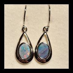 Doublet Opal Teardrop Earrings in Sterling Silver · Style 804