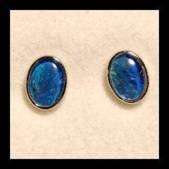 Triplet Opal Oval Stud Earrings in Sterling Silver · Style 513