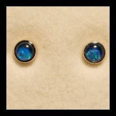 Triplet Opal Round Stud Earrings in Sterling Silver · Style 501