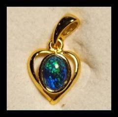 Triplet Opal Heart Pendant in Gold Plated Sterling Silver · Style 340