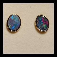 Doublet Opal Oval Studs in Gold Plated Sterling Silver · Style 900