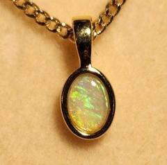 Solid Opal Oval Pendant in Gold Plated Sterling Silver · Style 201