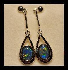 Triplet Opal Drop Earrings in Sterling Silver · Style 525