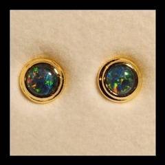 Triplet Opal Stud Earrings in Gold Plated Sterling Silver · Style 704