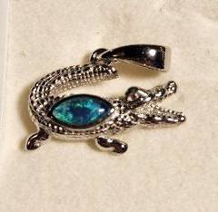 Triplet Opal Crocodile Pendant in Sterling Silver · Style 137